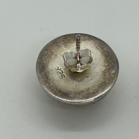 Sterling Silver Stud Earrings Round Lightweight Minimalist Buttin Classic18 mm - Picture 6 of 13